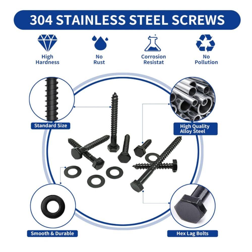 155pcs/box High-Quality Material Hex Head Wood Screws Self-Tapping Screws Construction Projects