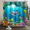 Sea Animals Shower Curtain 3D Dolphin Turtle Octopus Jellyfish Undersea World Bathroom Decoration Kids Polyester Bathtub Curtain