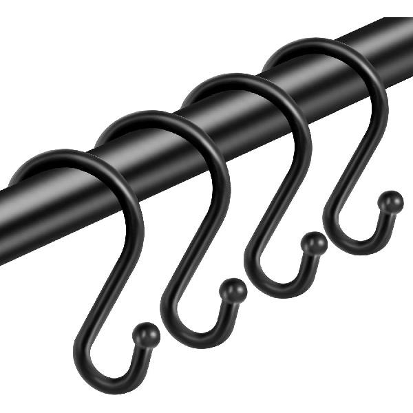 Shower Curtain Hooks Rings, Zinc Alloy S Shaped Shower Hooks Rust Proof, Shower Curtain Hangers for Shower Curtain, Kitchen, Wardrobe & Garden,