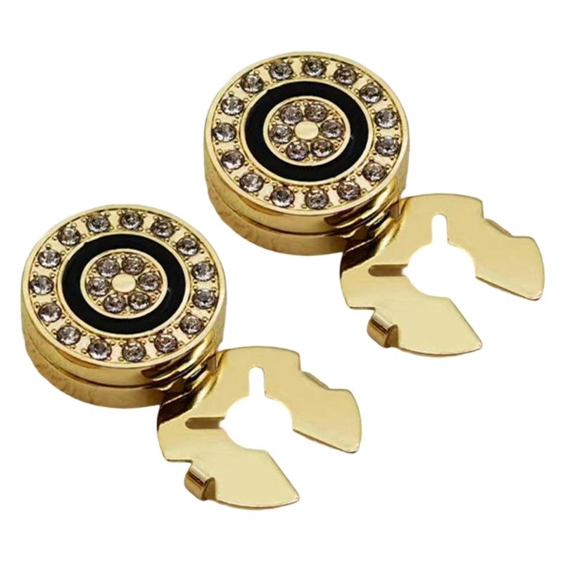 1 Pair Korean Styles Button Covers Rhinestones Cufflinks Round Cuff Links Wedding Accessories Business Gift for Man Dad