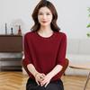 Spring & Autumn Knit Loose 3/4 Sleeve T-shirt for Women - Ice Silk, Stylish Large Size Base Layer
