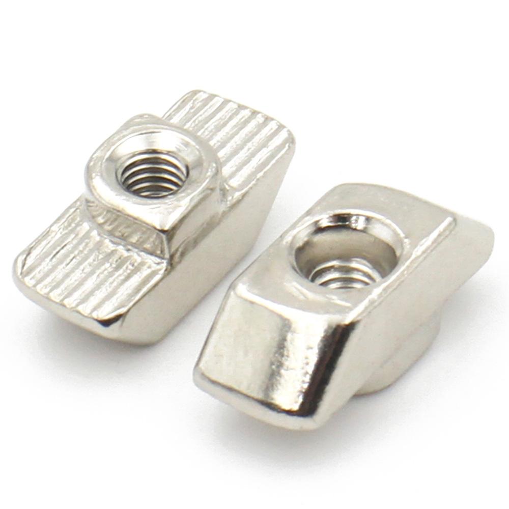 10-50pcs Nickel Plated M3 M4 M5 M6 M8 Slot T-nut Sliding T Nut Hammer Drop In Nut Fasten Connector For Aluminum Extrusion