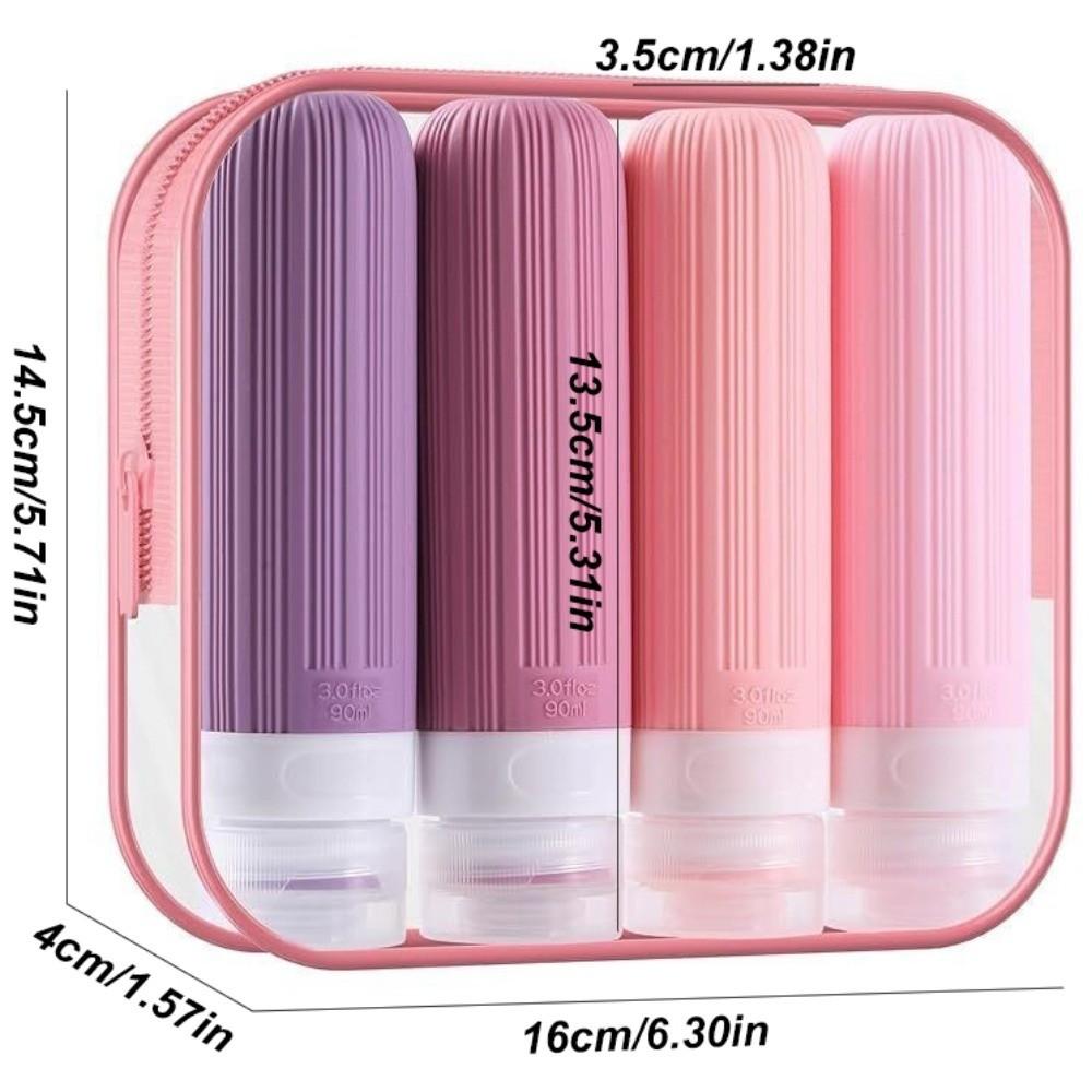 4pcs/set 90ml Squeeze Liquid Bottle Kit Empty Portable Lotion Container  Outdoor