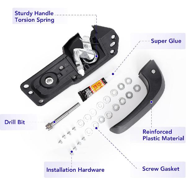 Interior Door Handle Kit Front Left Drivers Side Compatible With 2007-2014 Chevy Silverado Tahoe Avalanche Suburban GMC Sierra Yukon Cadillac