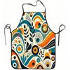 1pc Abstract Geometric Retro Art Print Apron, Durable And Easy To Clean, Adjustable Waistband, Polyester Material, for Kitchen Cooking, Gardening, Orc