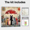 The Cat Sheltering From The Rain Full 5D DIY Pearl Gem Art Diamond Painting Kits for Adults/Beginners Gift Idea Home Decor 11.81x11.81in