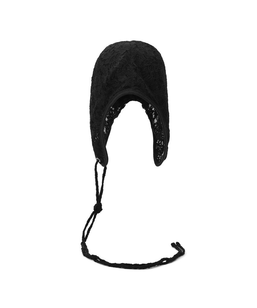 Eondeokeonteulolseutyudio Lace Summer Aircraft Cap Aviator Hat / Double Lace / Black
