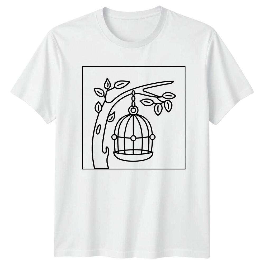 Birdcage Hanging From Branch Animals Unisexs TShirt Unisexs Tee Graphic Top S