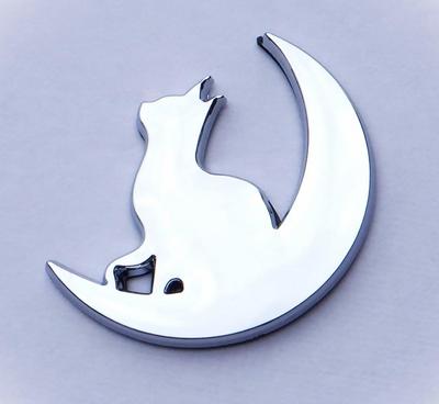 Emblema L-hotse Gato e Lua 3D Cromada