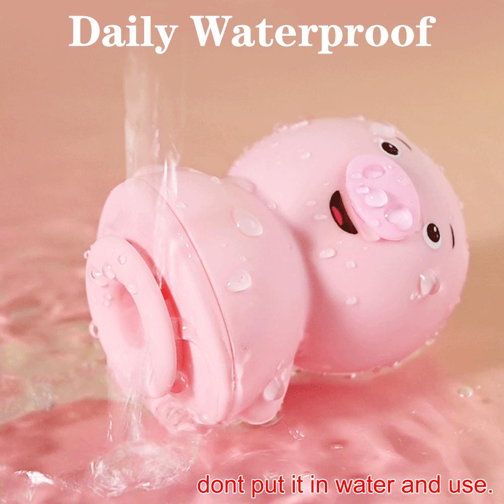 Tongue Licking Sucking Vibrator Female Masturbator USB Charging Dual 6 Modes Nipple Massager Sex Toys for Woman Clitoris Stimulator Cute Pig