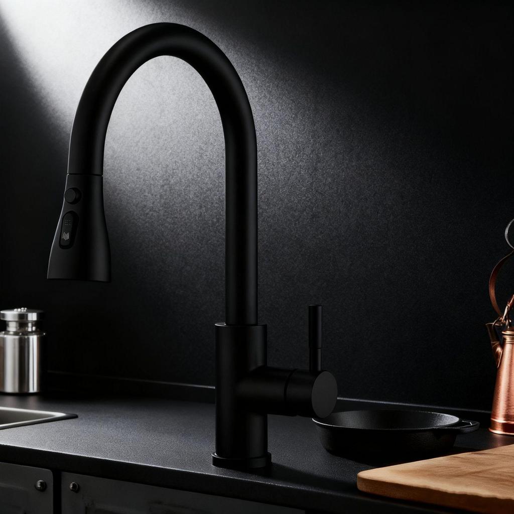 360° Rotatable Stainless Steel Kitchen Faucet with Pull-Out Sprayer for Hot and Cold Water