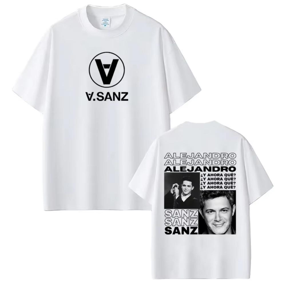 Sänger Alejandro Sanz Album Tour Bedruckte T-Shirts Herren Damen Hip-Hop T-Shirt Kurzarm Vintage Freizeit T-Shirts