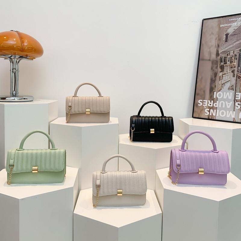 Trendy Striped Pu Leather Shoulder Bag For Women 2024 Cute Square Crossbody