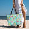 Rosa Flamingo-Print Große Strandtasche Damen Tragbare Reisetasche Wasserdicht Sandfest Pooltasche für Schwimmen Fitnessstudio Lebensmittel Urlaub