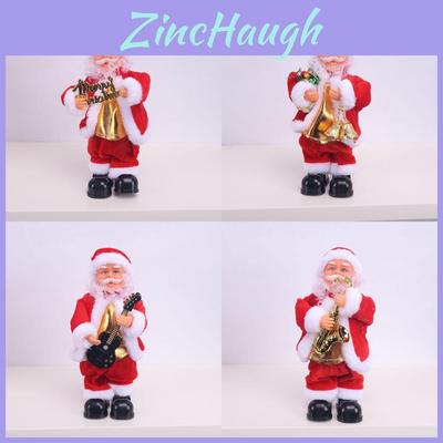 Christmas Gift Electric Santa Claus Guitar Music Ornament With Saxophone And Drums For Holiday Decor