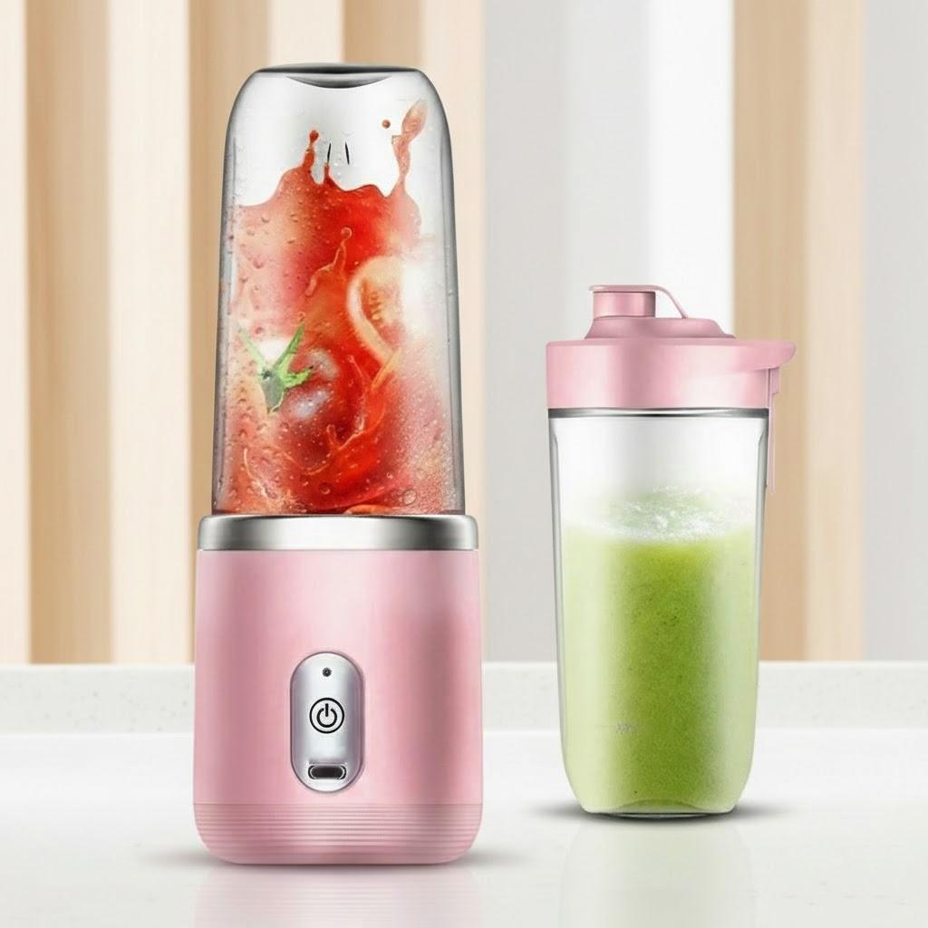 

Portable USB Juice Extractor Mini Blender Dual Cup Manual Juicer Home Kitchen Small Appliance Handheld Fruit Vegetable Juicer розовый