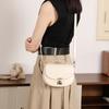 Retro Genuine Leather Saddlebag Women's Bag with Wide Shoulder Strap Versatile Casual Crossbody Small Trendy Bag
