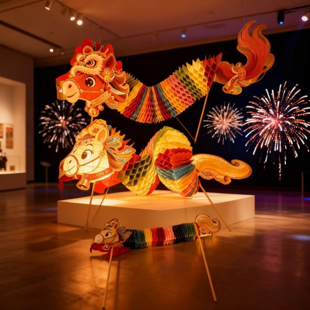 Kindergarten Supplies Dragon Dance Props Festive Decor Handheld Horse Ribbons New Year Eve