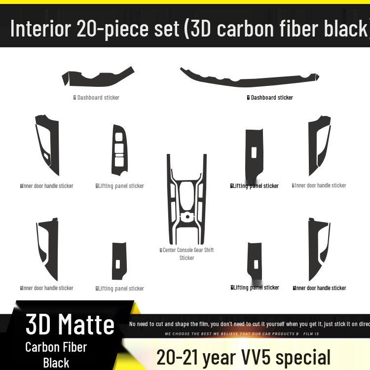 Carbon Fiber Interior Sticker for 17-21 WEY VV5 VV6 VV7S - Center Console Decoration P8