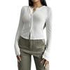 Autumn 2024 Y2K Slim Fit Solid Color Cardigan with Row Buttons - Long Sleeve T-shirt in European and American Pure Desire Style.