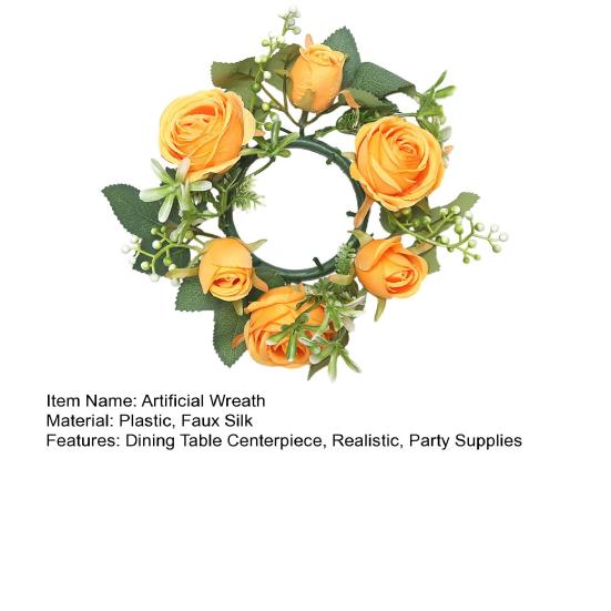 Mini künstlicher Kranz Kerzenring Realistische künstliche Rosengirlande mit Kunststoffbasis Kerzen Wein Dekoration Hochzeiten Party Esstisch Mittelstück