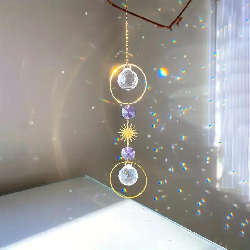 1pc Hanging Crystal Sun Catcher - Wind Chime Pendant for Wedding Parties, Home Decor, Photo Props & Outdoor Use