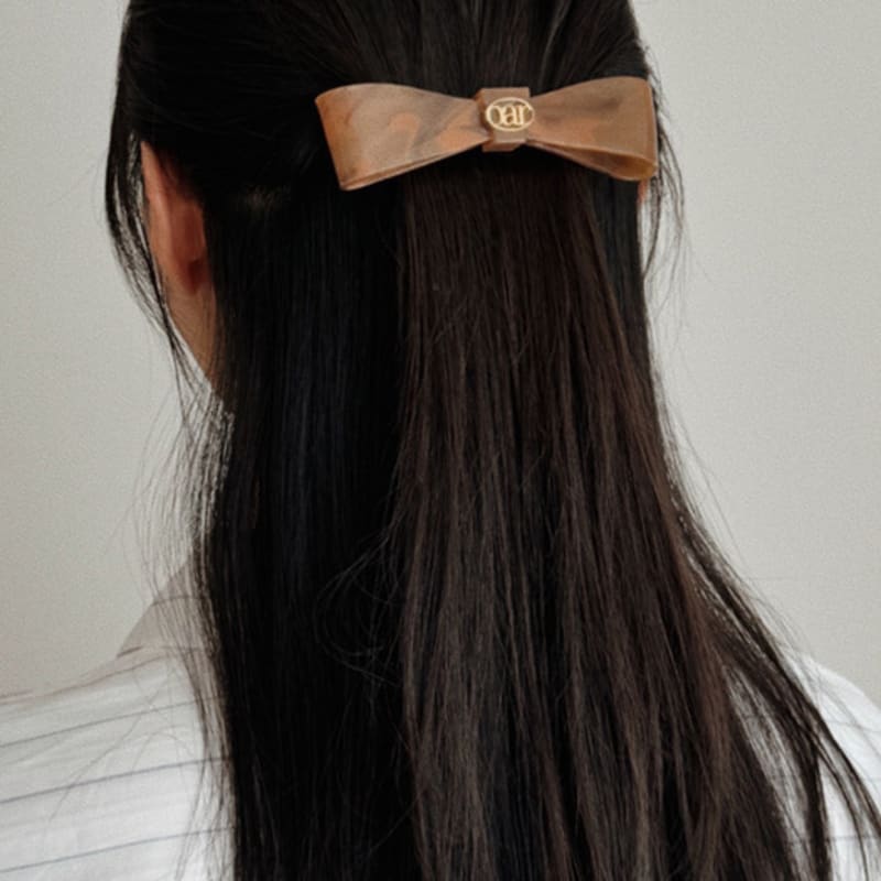 oar Classic Marble RIbbon Hair Barrette [Brown]