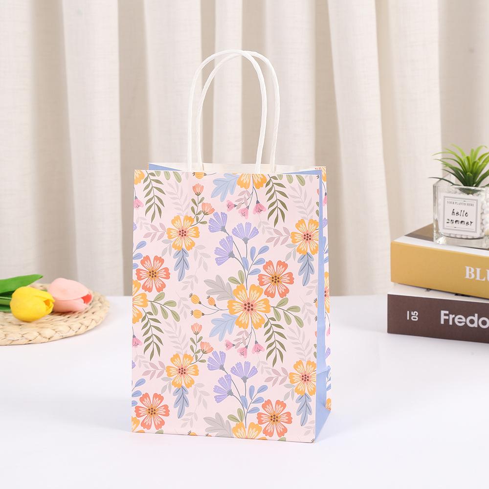 StoBag, Plant Print Kraft Paper Bags, Colorful Flowers Packing Bags Ins, Gifts Candy Snack Souvenirs Decorative Supplies