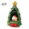 Christmas Window Display Tree Ornament Lamp, Santa Claus And Golden Star Decor, Indoor Holiday Ornaments Durable Resin Decorative Figure for