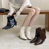 High-end Niche 2025 Autumn and Winter New Small Square Head Retro Side Zipper High Heel Thin Fashion Boots
