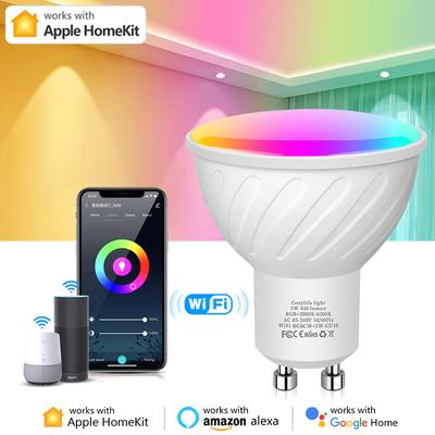 GU10 WIFI Smart LED Bulbs RGB Dimmable LED Lamps Homekit Smart APP Control Light Bulbs Voice Alexa/Google