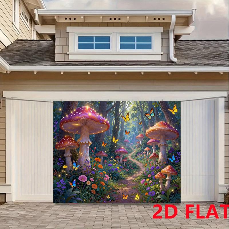 2D flat 1pc dreamy mushroom forest background fabric fantasy forest scenezyc