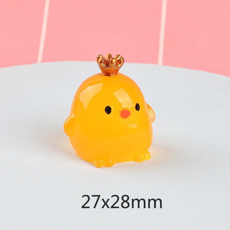 Cute Crown Chicken Mini Luminous Ornament for Car and Home Decor