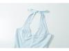 French Socialite Summer Halterneck Deep V-Neck Pleated Dress