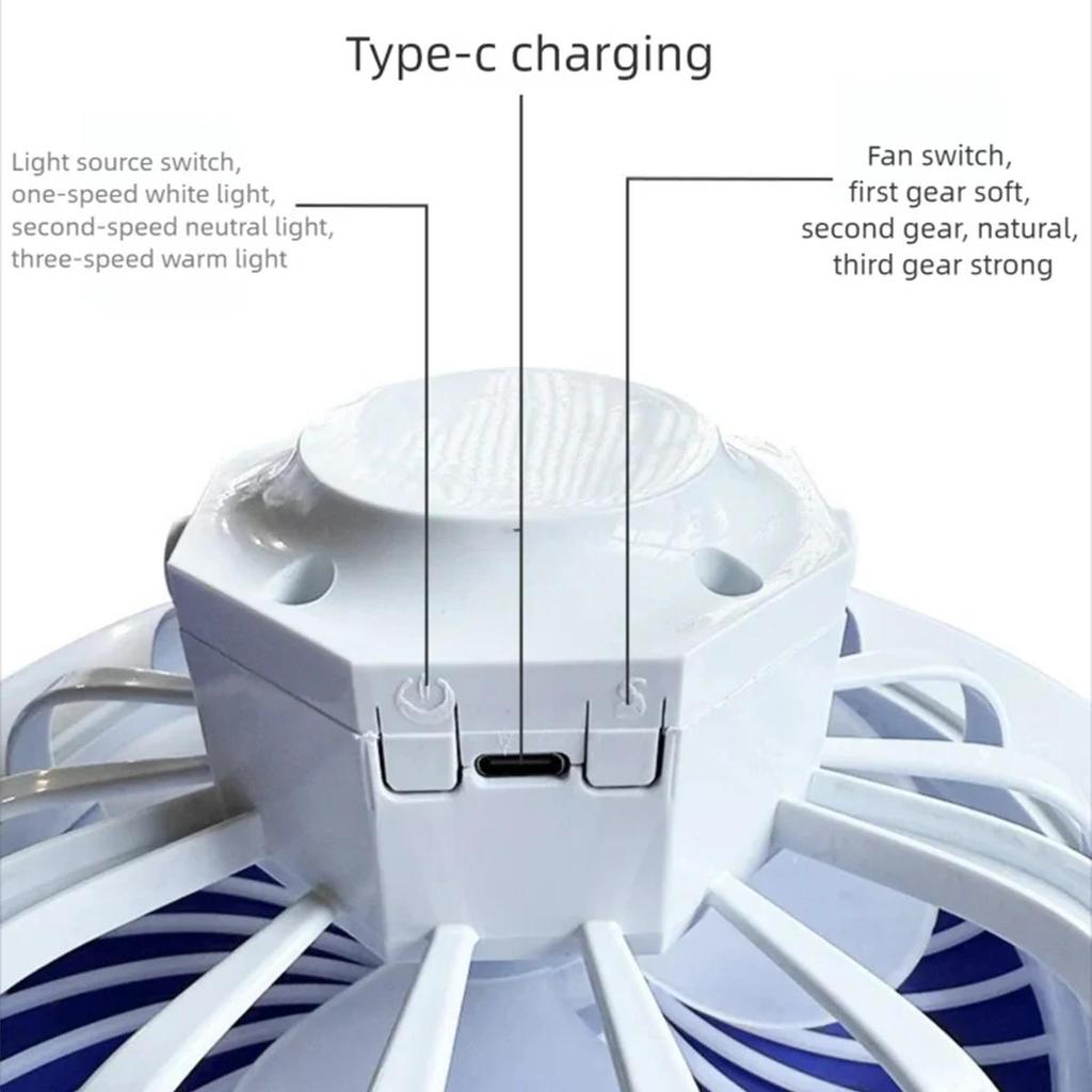 Usb Rechargeable Led Camping Fan Light With Night Lamp Portable Tent Outdoor Changing Color Lights Multifunctional Stand Ceiling