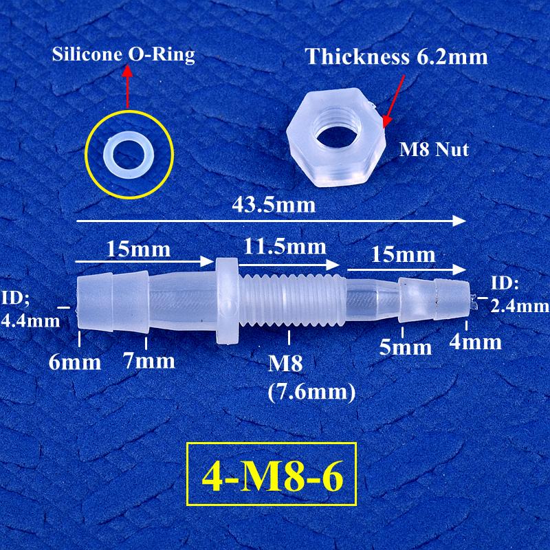 3~12mm Racord Bulkhead PP Pagoda Conector Direct Cu Piuliță Filet M6-16 O-Ring Irigare Grădină Acvariu Rezervor Pompă Aer Furtun Racord