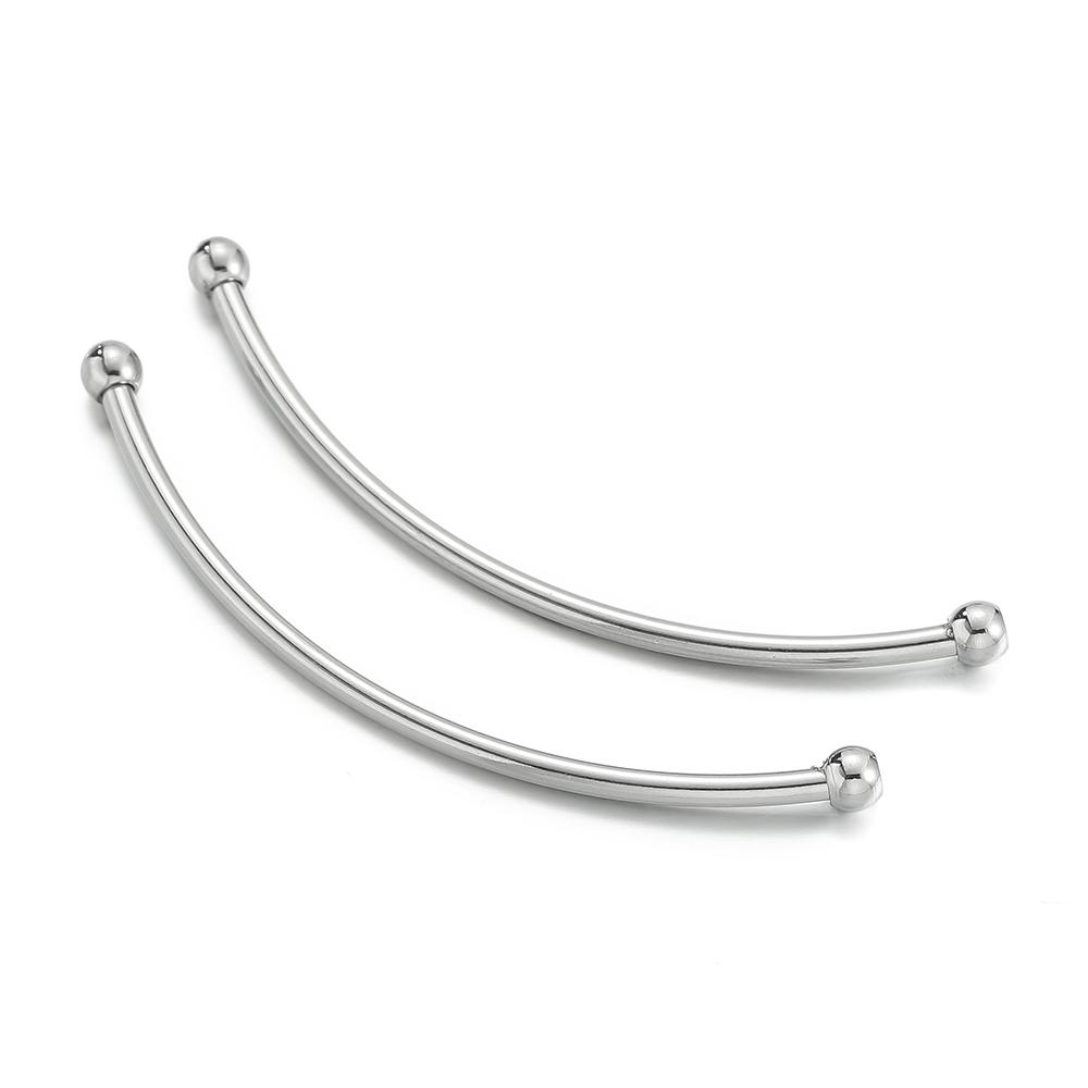 

5Pcs/Lot Stainless Steel Round Curved Long Tube Spacer Beads Connectors For DIY Jewelry Making Bracelet Necklace Accessories 2 x 35.5mm