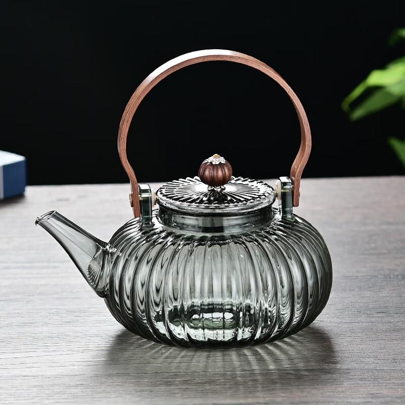 Striped Pumpkin Glass Teapot