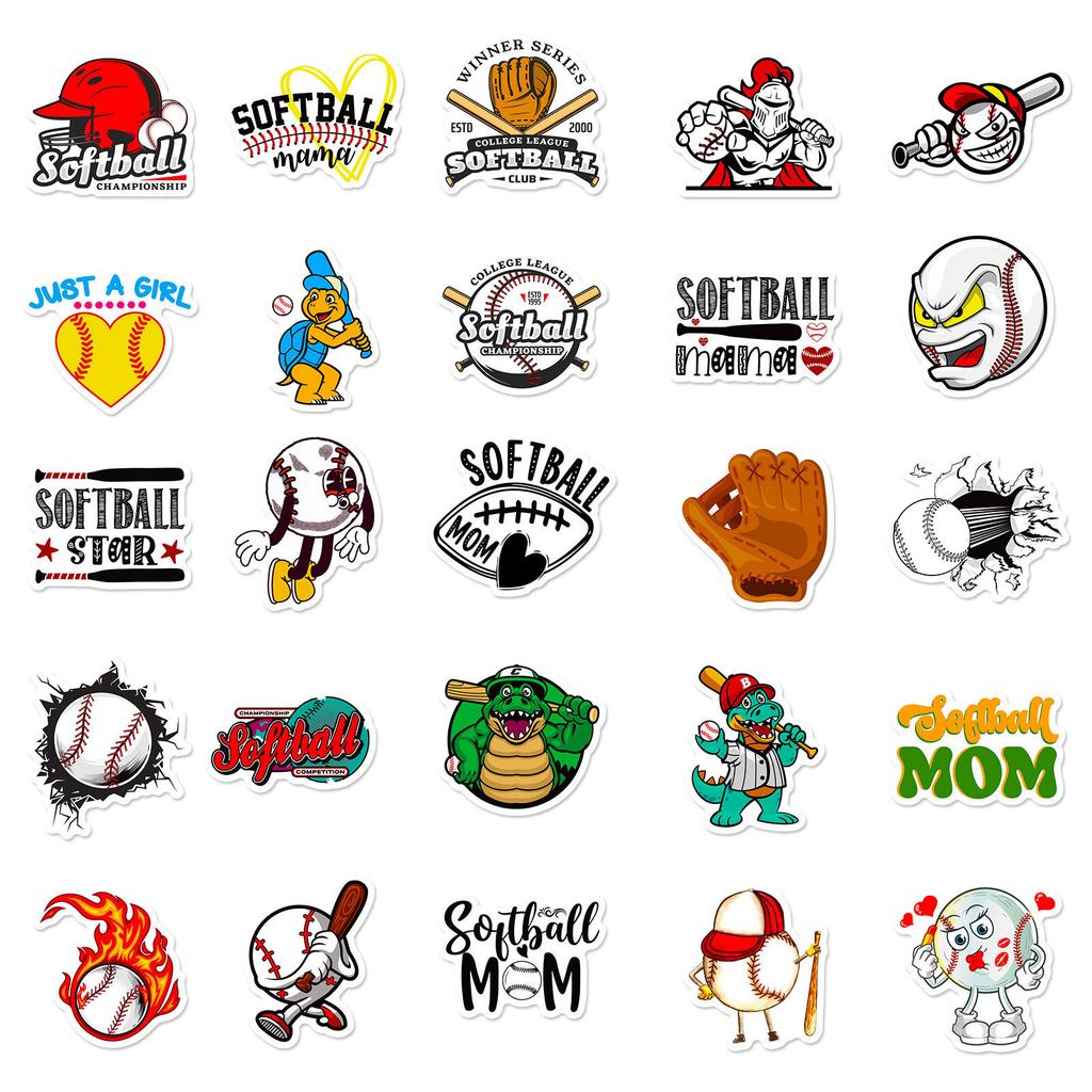 50 Baseball Softball Nordic Style Independent Personality DIY Decorative Stickers Waterproof Gum Stickers