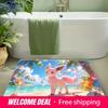 Summer Beach Anime Deer Print Doormat Non-Slip Absorbent Floor Mat for Bathroom Entrance Home Decor