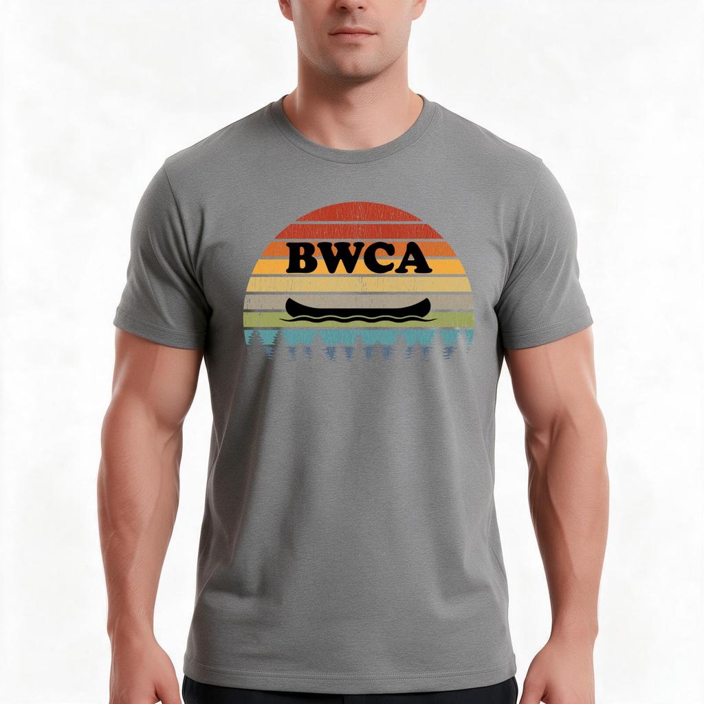 Vintage Bwca Canoe Trees Design Tshirt Summer Casual Cotton Tee Oversized Streetwear Tops Vintage Graphic Print