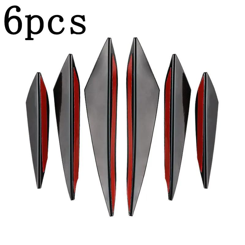 6pcs Front Bumper Lip Decoration Carbon Fiber Spoiler Splitter Wing Protection Guard Canard Auto Modified Canard Decor