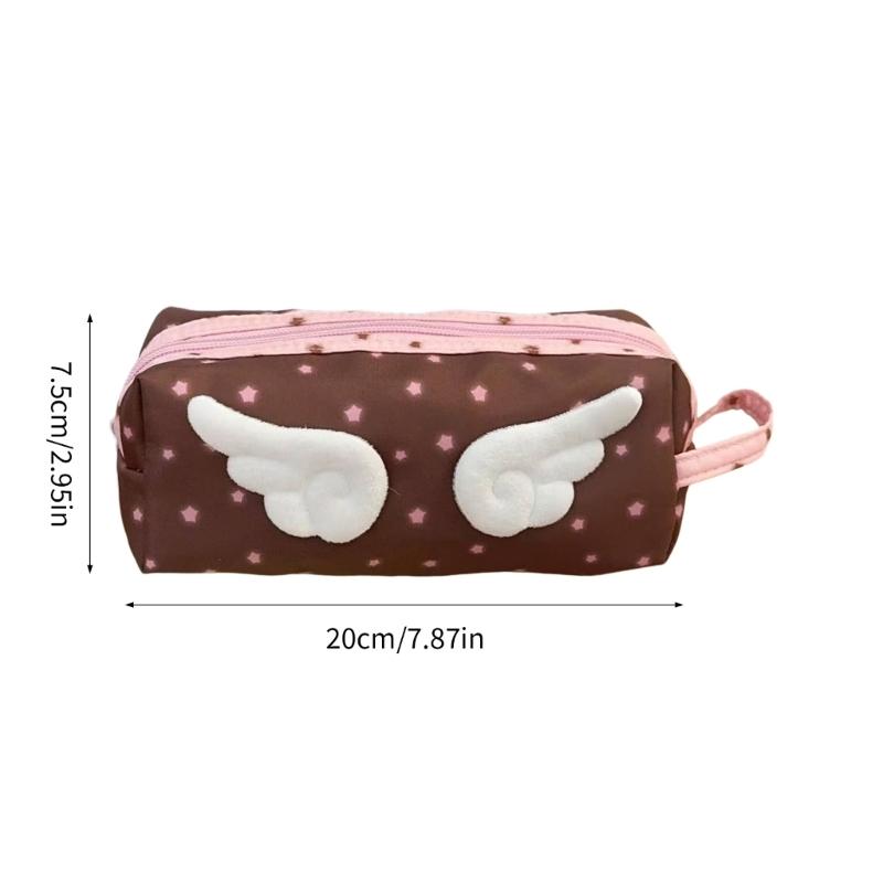Large Capacity Pencil Case with Handle Spacious Compartments Plush Pencil Pouches Pen Organizers Bag Travel Makeup Bag