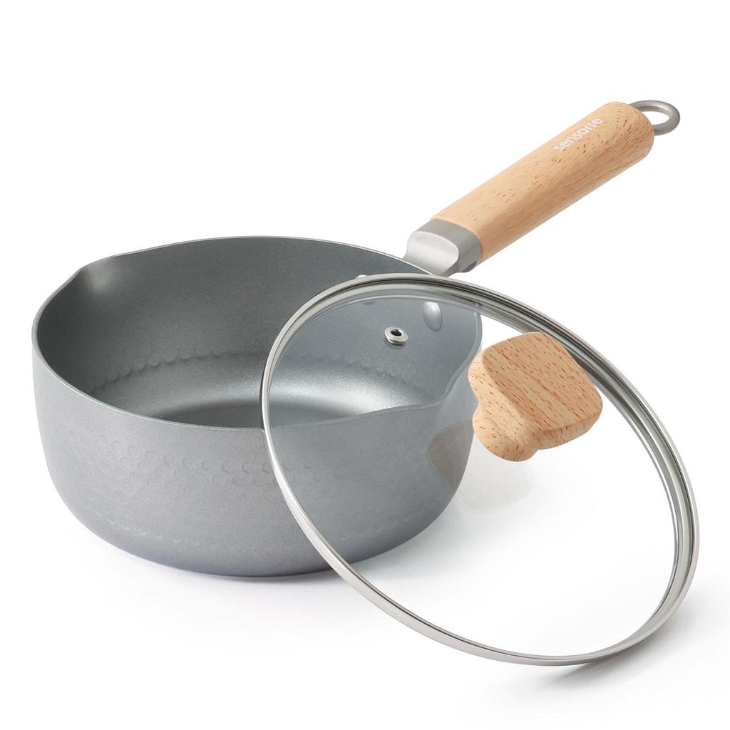 SENSARTE Yukihira Pot 20cm with Single Handle IH Gas Stove Milk Silver Non-stick Lid, Pot, Compatible, Compatible, Saucepan, Pan, Multi-pot,