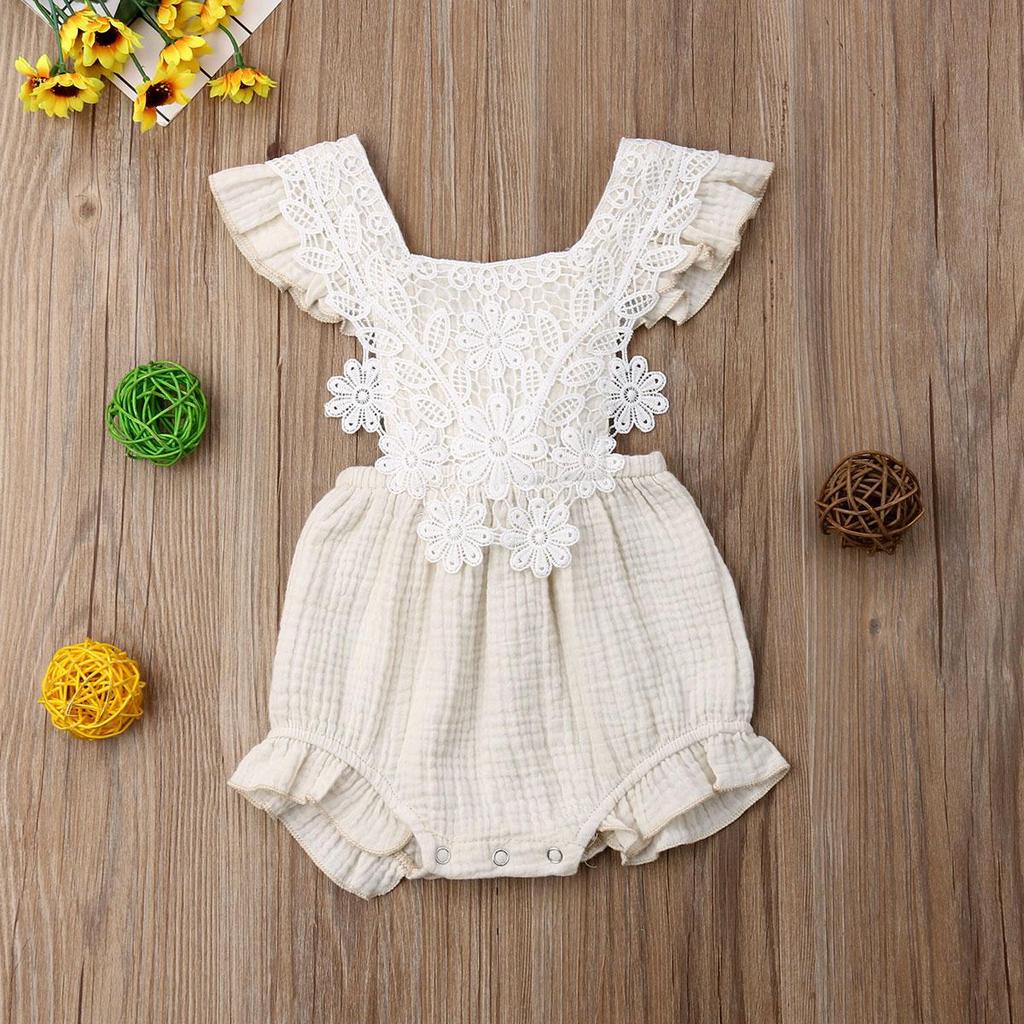Sommer Neugeborenes Baby Niedlicher Overall, Kleinkind Mädchen Spitze Rüschen Strampler Body Kleidung