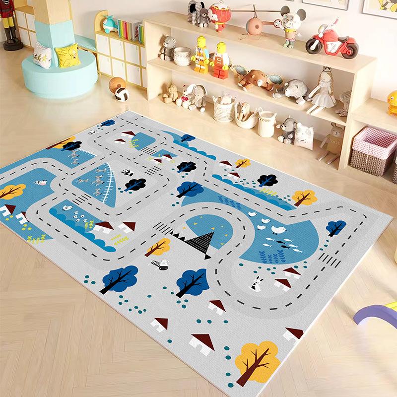 Tappeto Rotolante Cartone Animato Quattro Stagioni Educazione Precoce per Bambini, Tappeto in Feltro Cristallo per Soggiorno, Decorazione Domestica