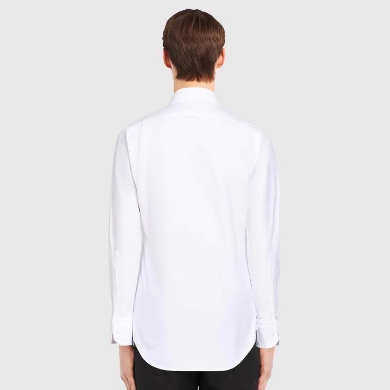 TB [Official Authentic] unisex couple classic shirt casual business white top blue white red business style