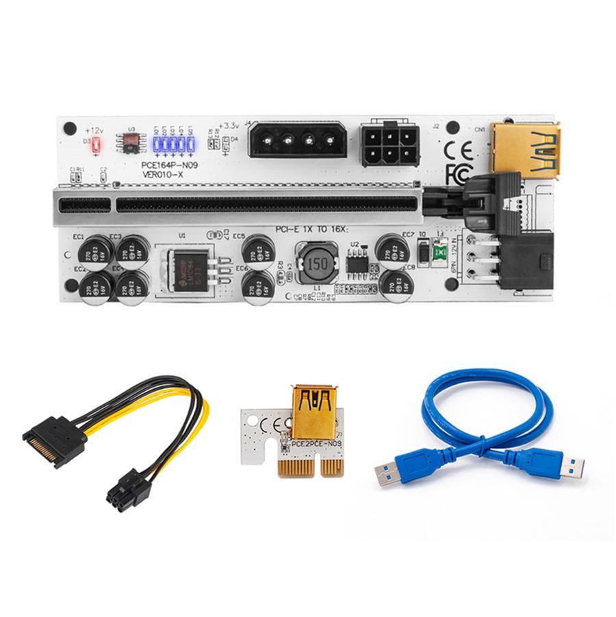 6pcs PCI-E Express 1x To 16x Riser 010 Card Adapter PCIE 1 To 6 4 Slot PCIe Port Multiplier Card for BTC Bitcoin Miner Mining