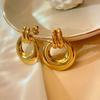 CARLIDANA Stainless Steel Chunky Texture Hoop Earrings Jewelry for Women Gold Plated Huggie Chunky Statement Stud Earrings