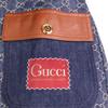 Gucci Domestic Regular 652658 GG Denim Leather Switch Square Patch Belted Jacket 34 IndigoUsed